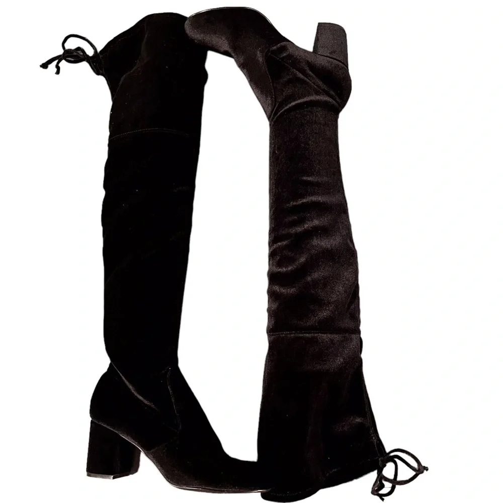 Charles by Charles David sz 6.5 YA black velvet OTK tall heeled boots